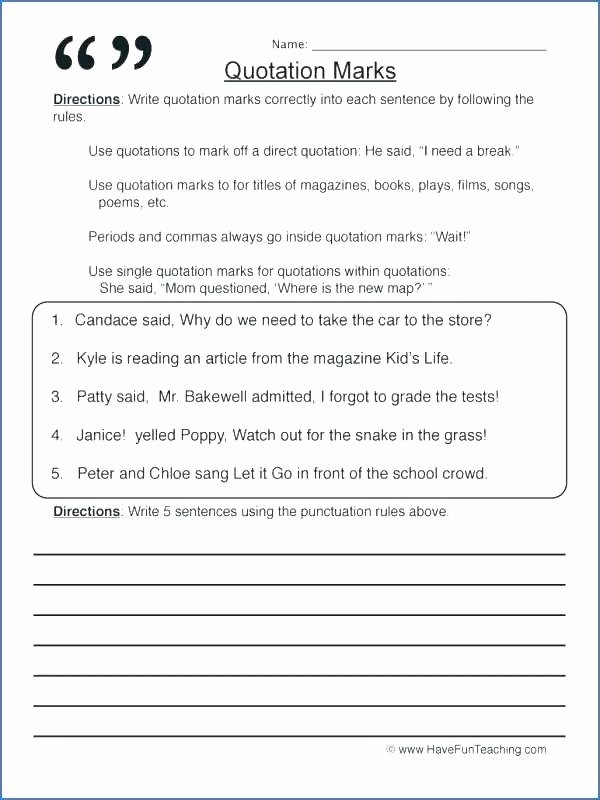 Quotation Worksheets 4th Grade Ma Worksheets 4th Grade