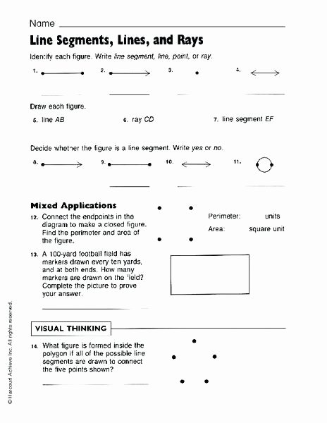 Rays Lines Line Segments Worksheet Line Segment Worksheets 4th Grade