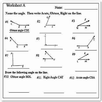 Rays Lines Line Segments Worksheet Type Angles Acute Right and Obtuse Angles Worksheets