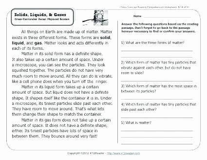 Reading Comprehension Worksheets 6th Grade Science Reading Prehension Worksheets 6th Grade Passages