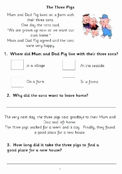 Reading Comprehension Worksheets 7th Grade Free Prehension Worksheets for Grade 3 Prehension