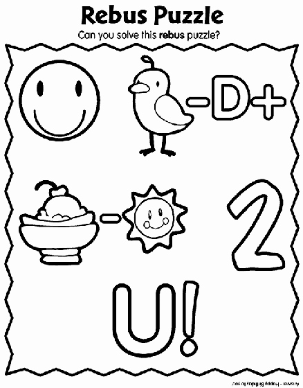 Rebus Puzzles for Adults Printable Rebus Puzzle Coloring Page
