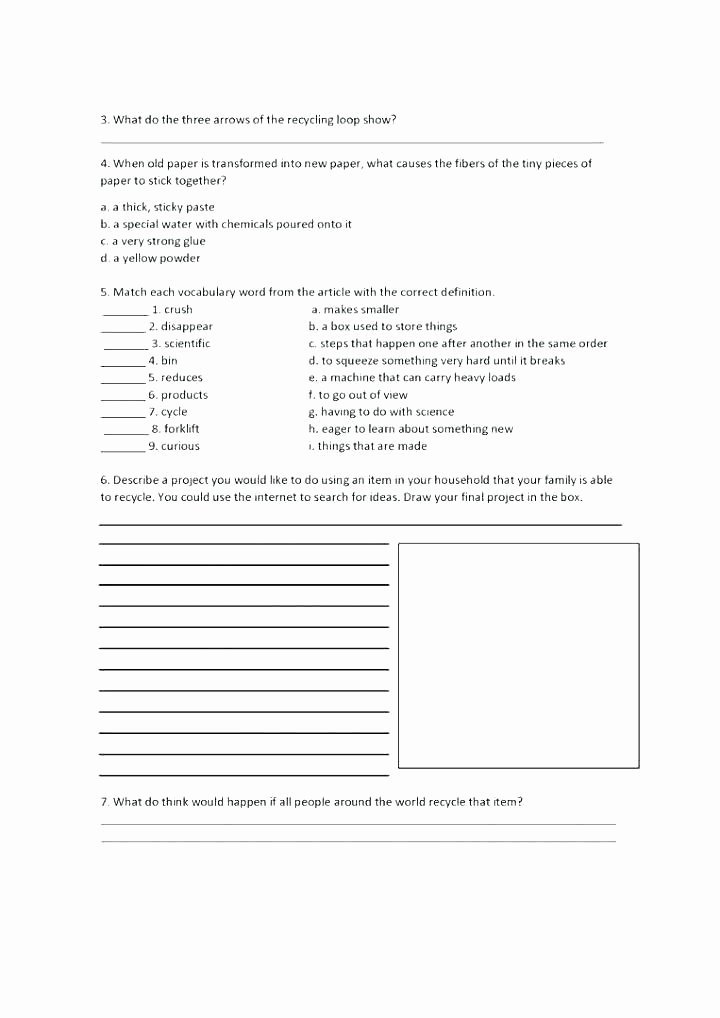 Recycling Worksheets for Middle School Free Printable Earth Day Worksheets