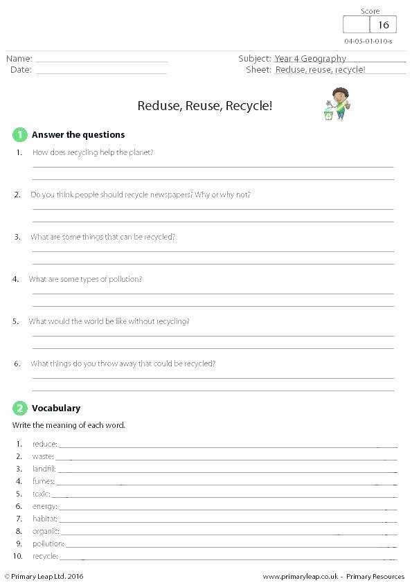 Recycling Worksheets for Middle School Free Printable Recycling Worksheets Reduce Reuse Recycle