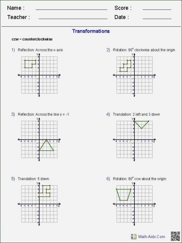Reflection Geometry Worksheet Geometry Transformations Worksheet
