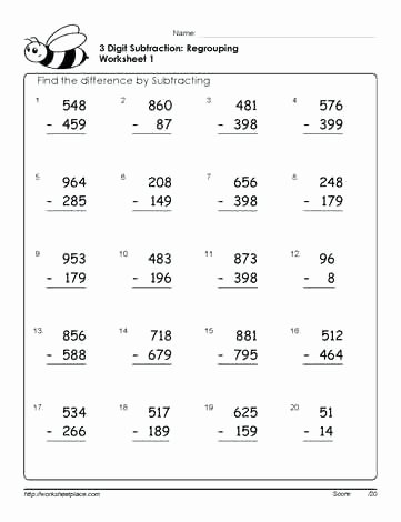 Regrouping Subtraction Worksheets 3rd Grade 3rd Grade Subtraction Worksheets 3 Digit Subtraction