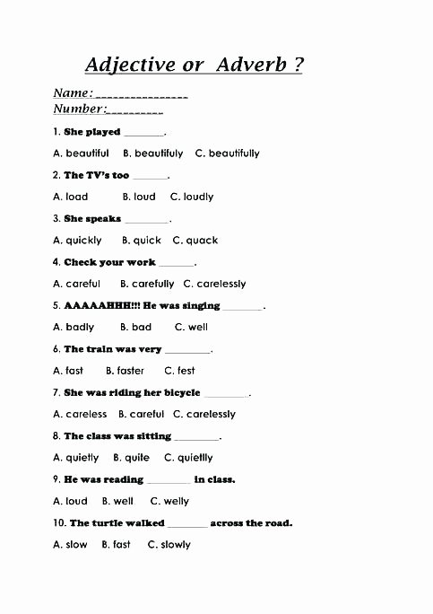 Relative Adverbs Worksheet 4th Grade Adverb Worksheets 4th Grade New for 2 Adjective