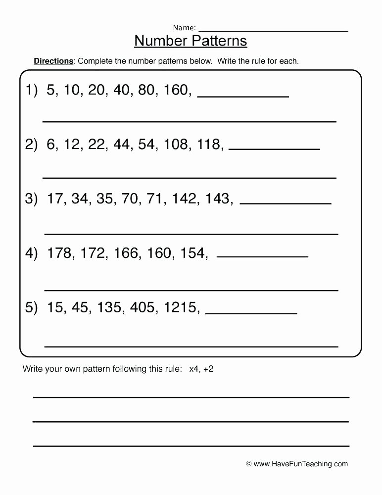 Repeated Patterns Worksheets Number Patterns Worksheets Worksheet 1 Pattern Grade Free