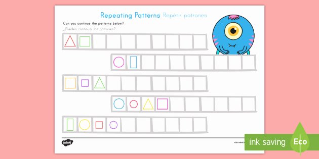 Repeated Patterns Worksheets Repeating Pattern Worksheet Worksheets Shapes Us English