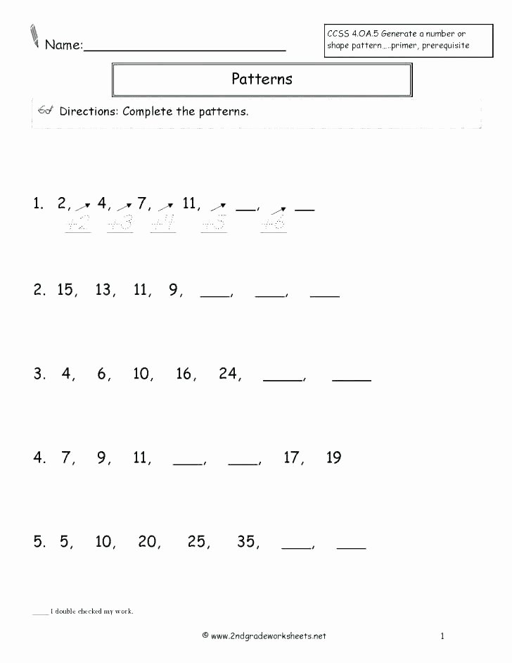 Repeating Pattern Worksheets Math Number Patterns Worksheets