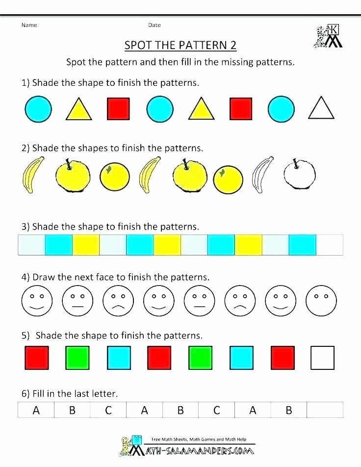Repeating Pattern Worksheets Sequencing Worksheets for Kindergarten Free Activities