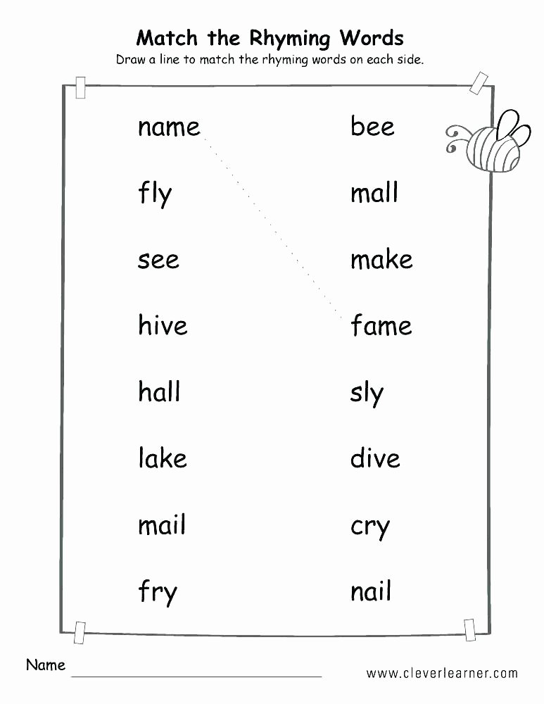 Rhyming Couplets Worksheet Cut and Paste Rhyming Worksheets Add This Words