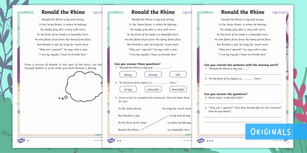 Rhyming Couplets Worksheet Free Ronald the Rhino Differentiated Worksheet