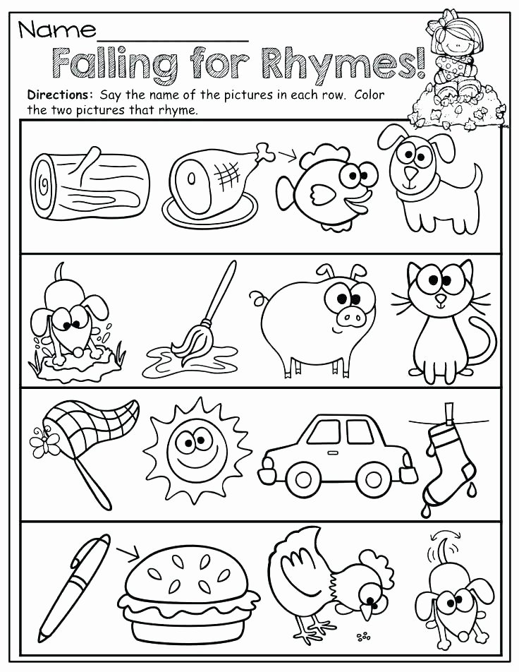 Rhyming Couplets Worksheet Second Grade Rhyming Worksheets Free for Kindergarten Cut