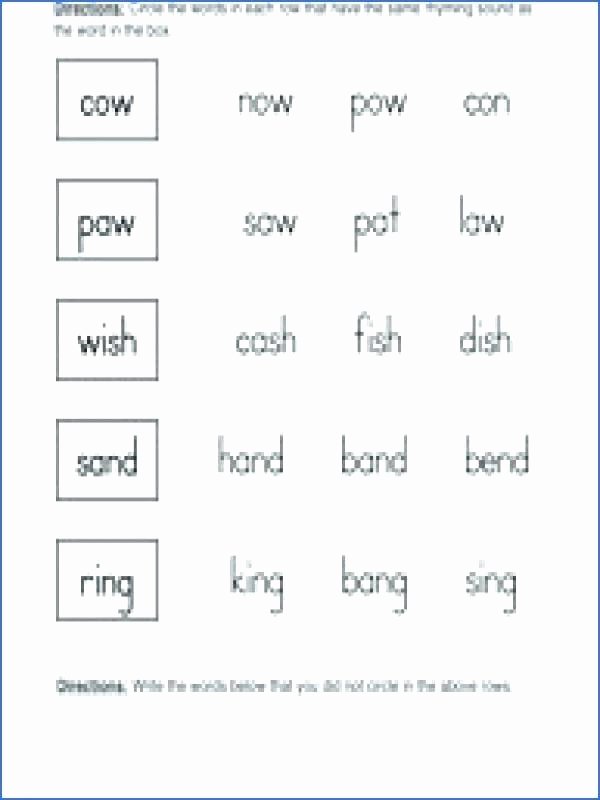 Rhyming Worksheets for Preschoolers Free Printable Rhyming Words Worksheets
