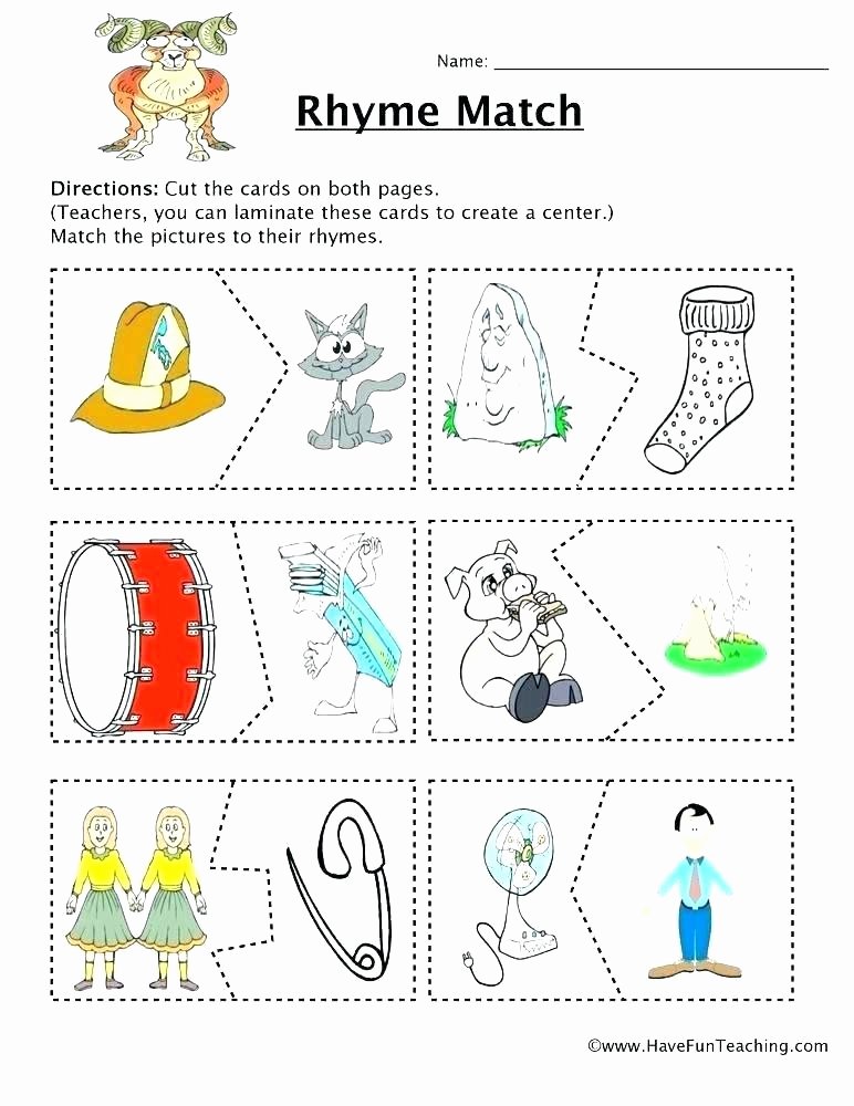 Rhyming Worksheets for Preschoolers Rhyming Worksheets