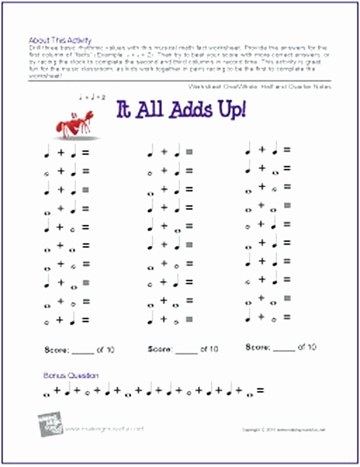 Rhythm Counting Worksheet Pdf Unique 1 It All Adds Up Music Rhythm Worksheets for Kids Main Ideas