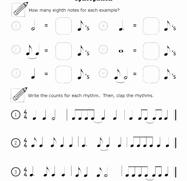 Rhythm Worksheets for Middle School Music theory Worksheets Free for Primary School Elementary