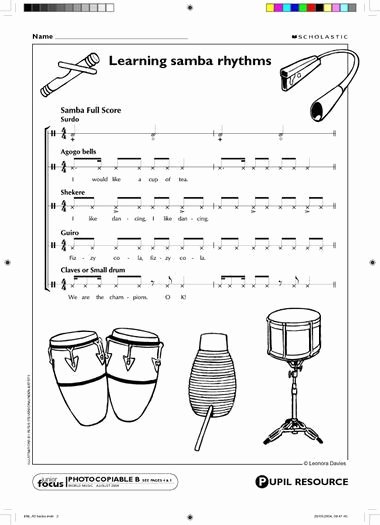 Rhythm Worksheets Free Samba Rhythm for the Classroom