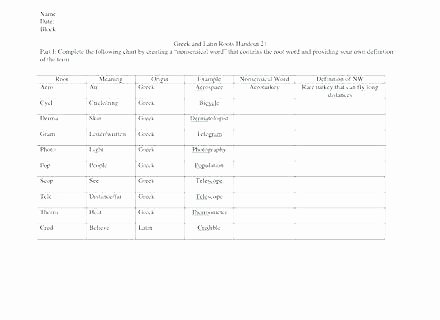 Root Word Practice Worksheet Greek Root Words Worksheets – Slaterengineering