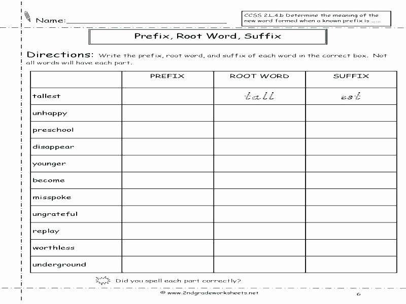 Root Word Worksheets 2nd Grade Prefixes Worksheets