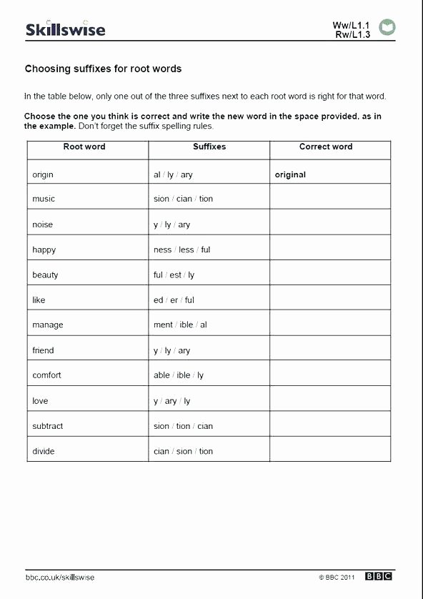 Root Word Worksheets Middle School Prefix and Suffix Worksheets High School