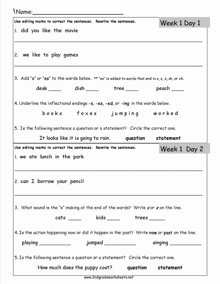 Root Words Worksheet 2nd Grade 15 Daily Language 2nd Grade Worksheets Word Work
