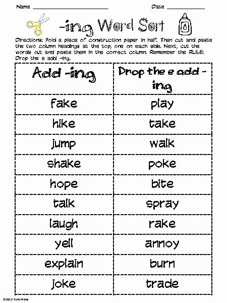 Root Words Worksheet 2nd Grade Adding Ed or Ing Worksheets