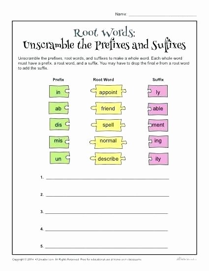Root Words Worksheet 2nd Grade Free Prefixes and Suffixes Worksheets From the Teachers
