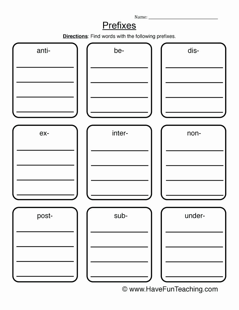 Root Words Worksheets 4th Grade Resources Prefixes Worksheets Prefix List Worksheet Ex 4th Grade