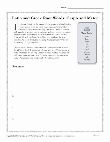 Root Words Worksheets 4th Grade Root Words Greek and Latin Roots 4th Grade Worksheets Epic