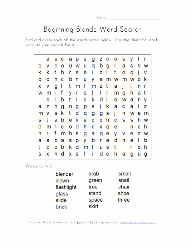 S and Z sounds Worksheets Luxury Consonant Blend Word Search Two Kindergarten