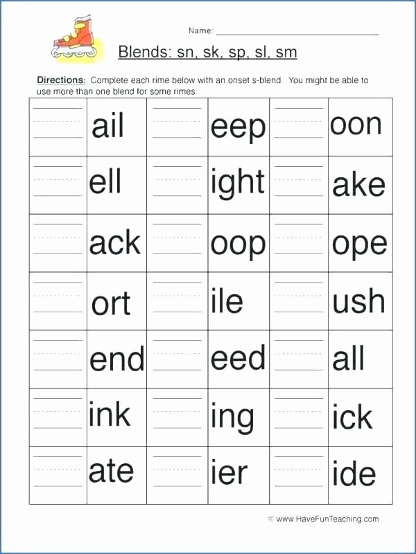 S Blend Worksheets Three Letter Consonant Blends Worksheets