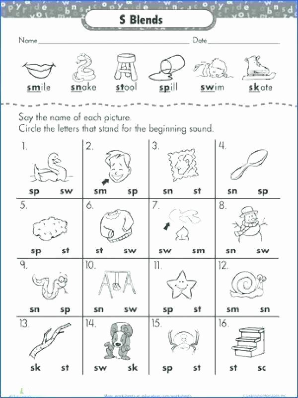 S sound Worksheets Awesome Beginning Blends Worksheets Pin Consonant Vowel for Grade 1