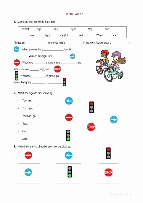 Safety Signs Worksheets for Kindergarten Traffic Lights Worksheet More Road Safety Lesson Plan for