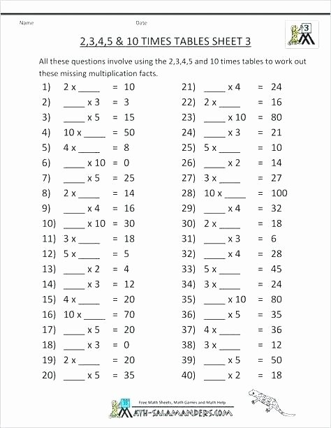 Salamander Math Worksheet Five Times Table Worksheets – Buchanansdachurch