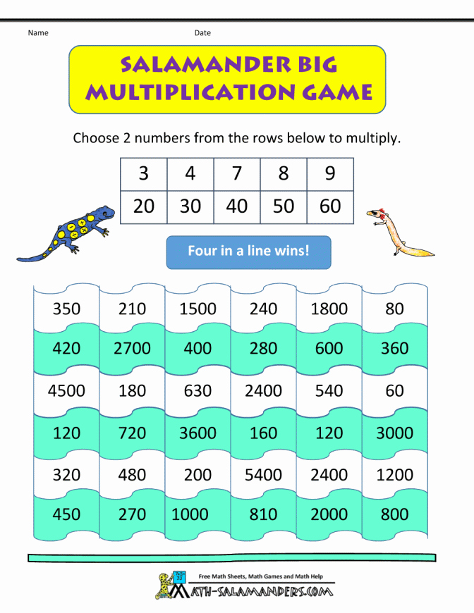 Salamander Math Worksheet Multiplication Array Worksheets Math Games Dice