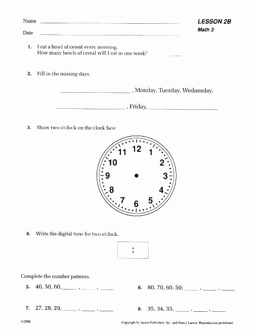 Saxon Math 1st Grade Worksheets Worksheets Math 2 Grade Saxon Kindergarten Printable Free 1
