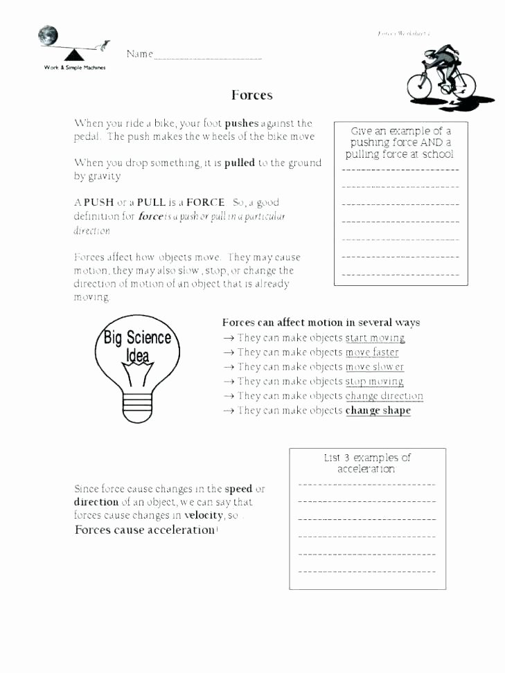 Science force and Motion Worksheets Science 3 Laws Motion Worksheets Newton S Third Law