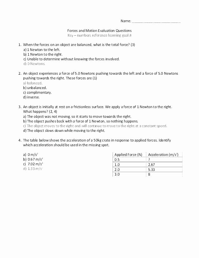 Science forces and Motion Worksheets Core Content Coaching Grade 6 Motion Speed and Design