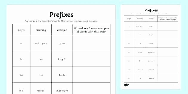 Science Prefixes and Suffixes Worksheets Prefix and Suffix Worksheets Grade New Word Classes