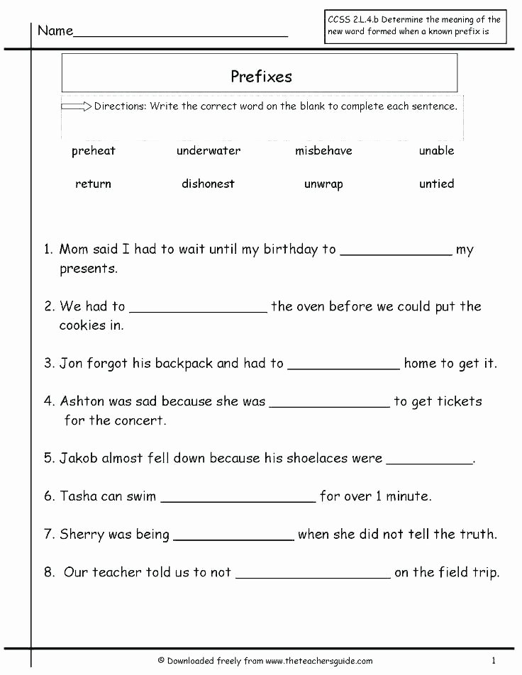 Science Prefixes and Suffixes Worksheets Suffix Worksheets for Grade 2 Education Prefix 2nd and