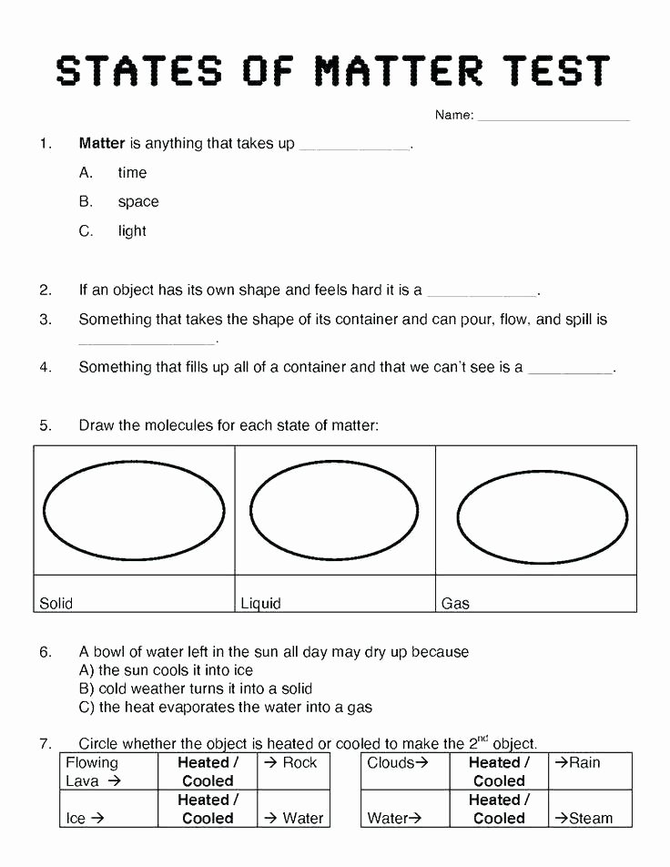 Science Worksheets for 5th Grade Grade 5 Matter and Its Interactions Science Worksheets