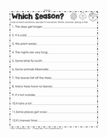 Seasons Worksheets for First Grade Match the Season Addition