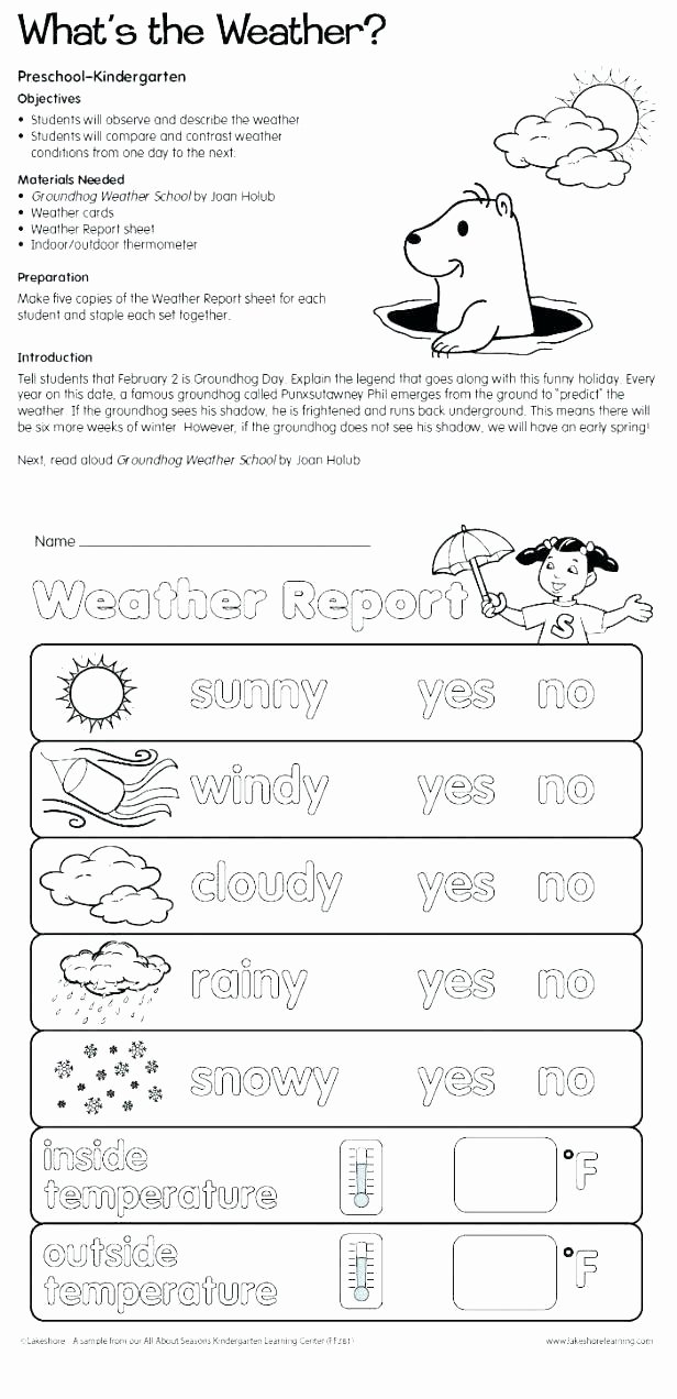 Seasons Worksheets for First Grade Weather Worksheets for First Graders Severe Weather