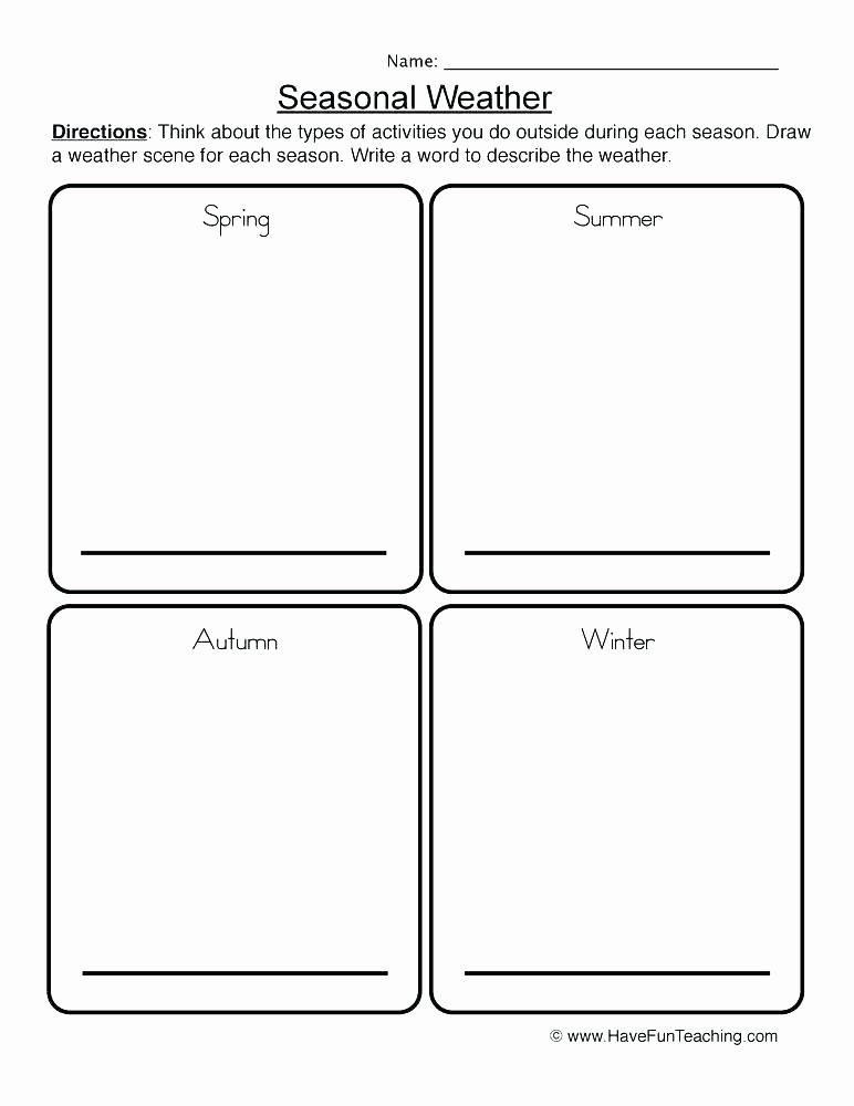 Seasons Worksheets for First Grade Weather Worksheets for Middle School Vocabulary Printable