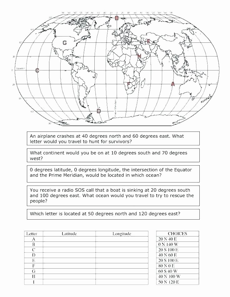 Second Grade Map Skills Worksheets Worksheets Longitude and Latitude Worksheet Map Skills