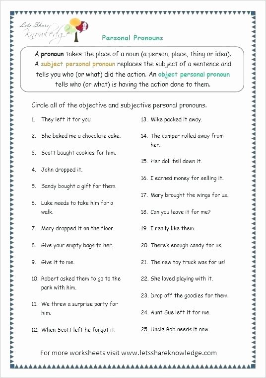 Second Grade Pronoun Worksheets Free Reflexive Pronouns Worksheets Grade 3 Grammar topic