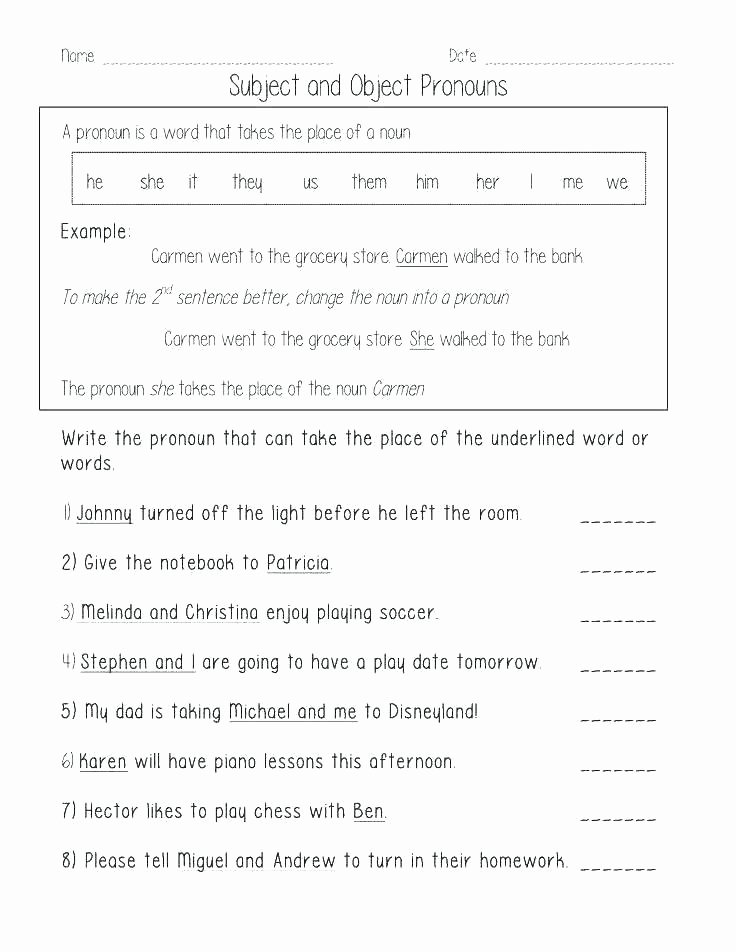 Second Grade Pronoun Worksheets Grammar Worksheets Pronouns – Redoakdeer