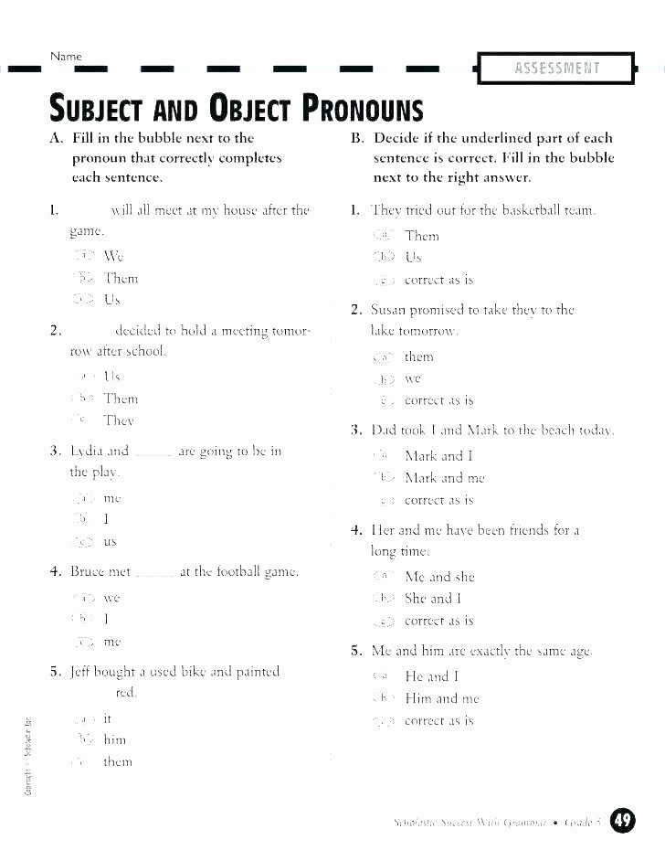 Second Grade Pronouns Worksheet I and Me Worksheets Pronoun Worksheets for Grade 1